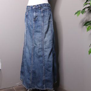 Vintage Blue Denim Midi Skirt